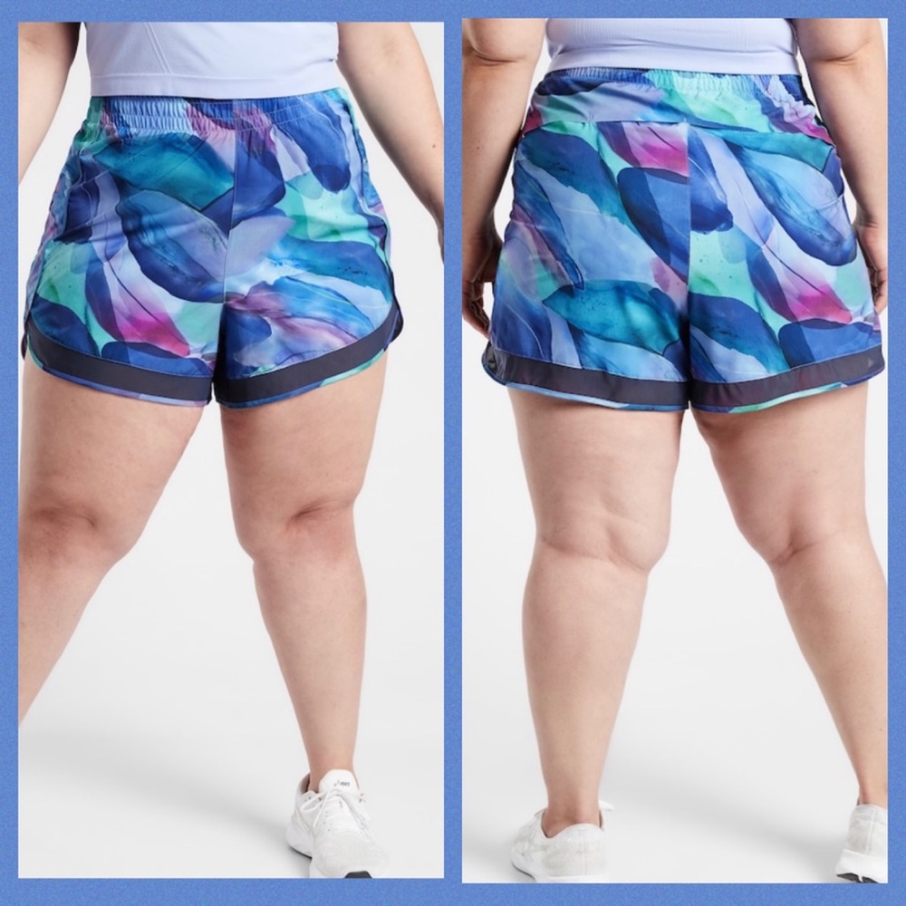 Athleta Women's Multicolor Blue-Purple Printed Athletic Shorts